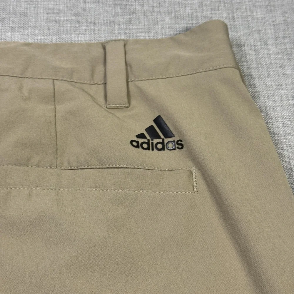 Adidas Golf Chino Pants Mens 36x28 Beige Microfiber Stretch Pockets Flat Front